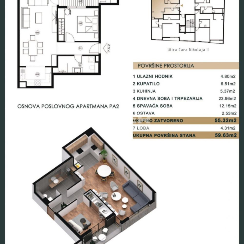 Lux novogradnja na Čuburi, poslovni apartman na 1. spratu ID#133779.