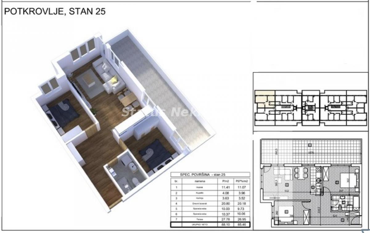 Stan Prodaja Novi Sad  88 m2