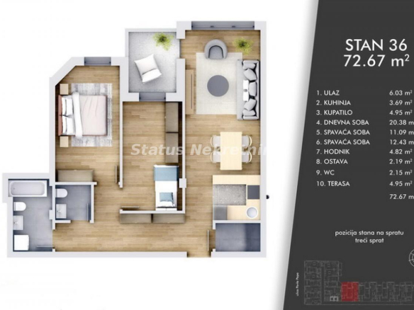 Stan Prodaja Novi Sad  73 m2