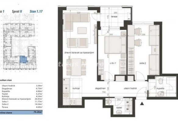 Stan Prodaja Novi Sad  74 m2
