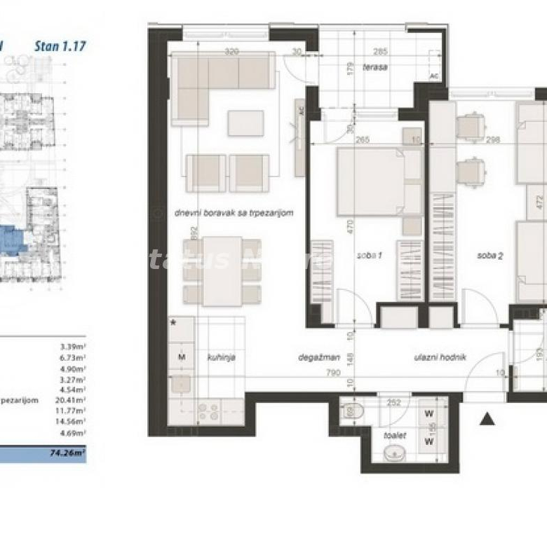 Stan Prodaja Novi Sad  74 m2