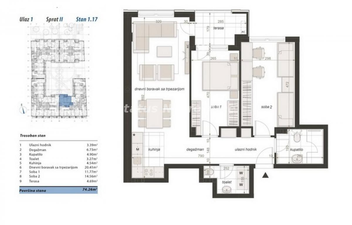 Stan Prodaja Novi Sad  74 m2