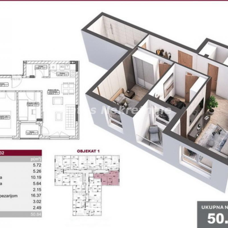 Stan Prodaja Novi Sad  51 m2