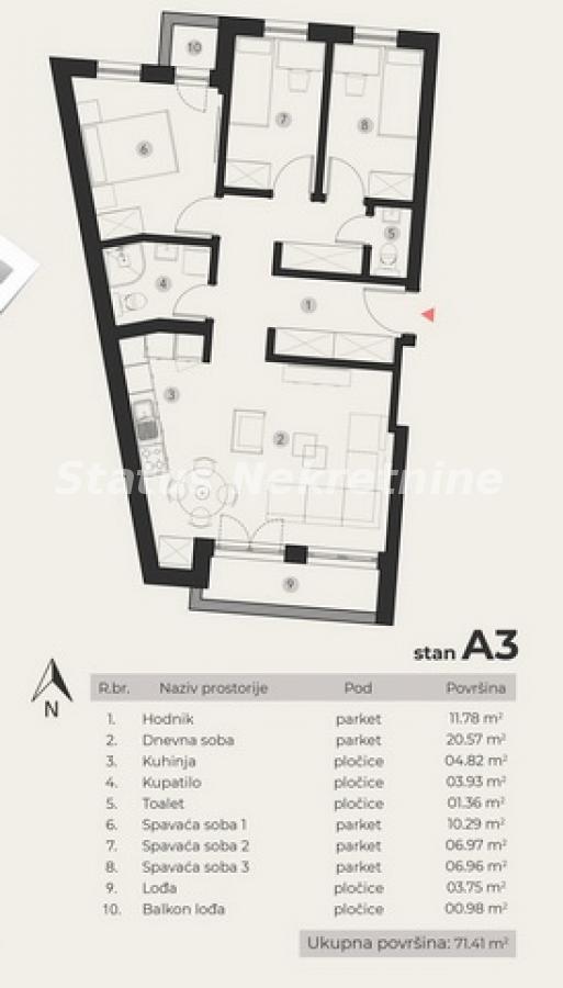 Stan Prodaja Novi Sad  71 m2