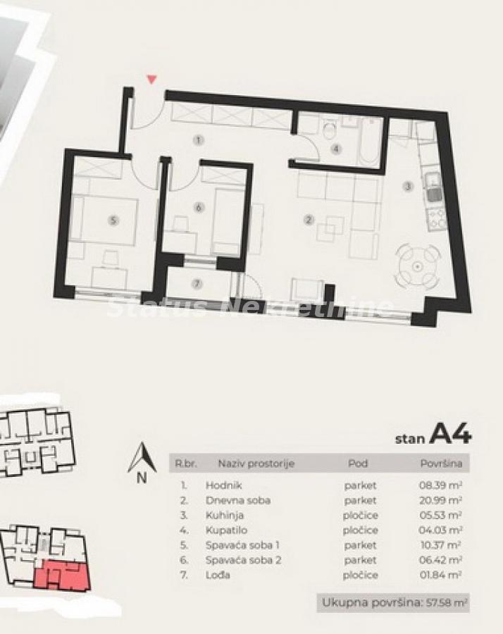 Stan Prodaja Novi Sad  58 m2