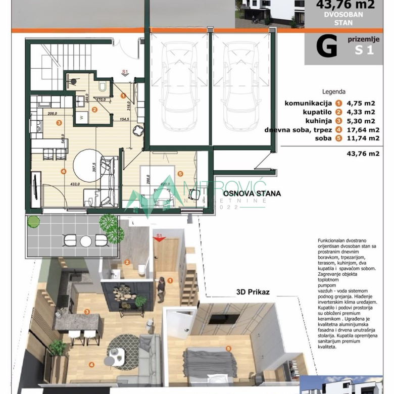Stan Prodaja Sremska Kamenica  41.5 m2