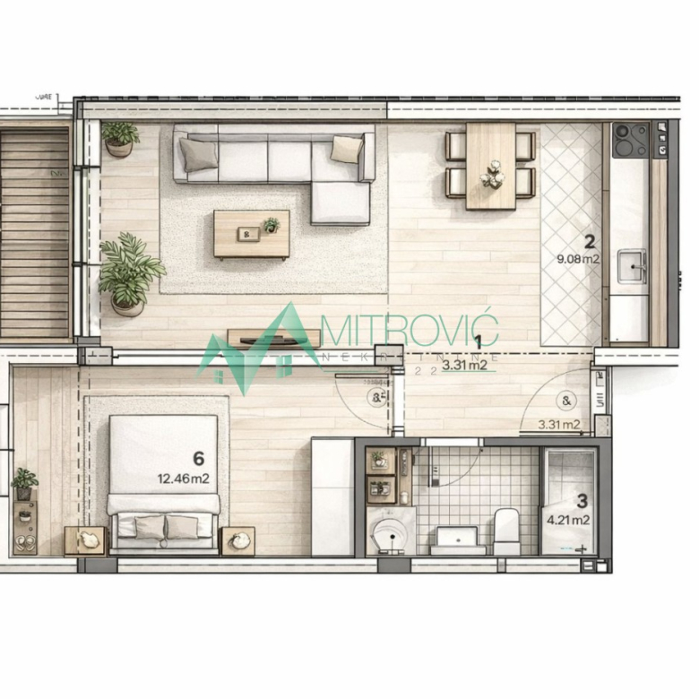 Stan Prodaja Novi Sad  46 m2