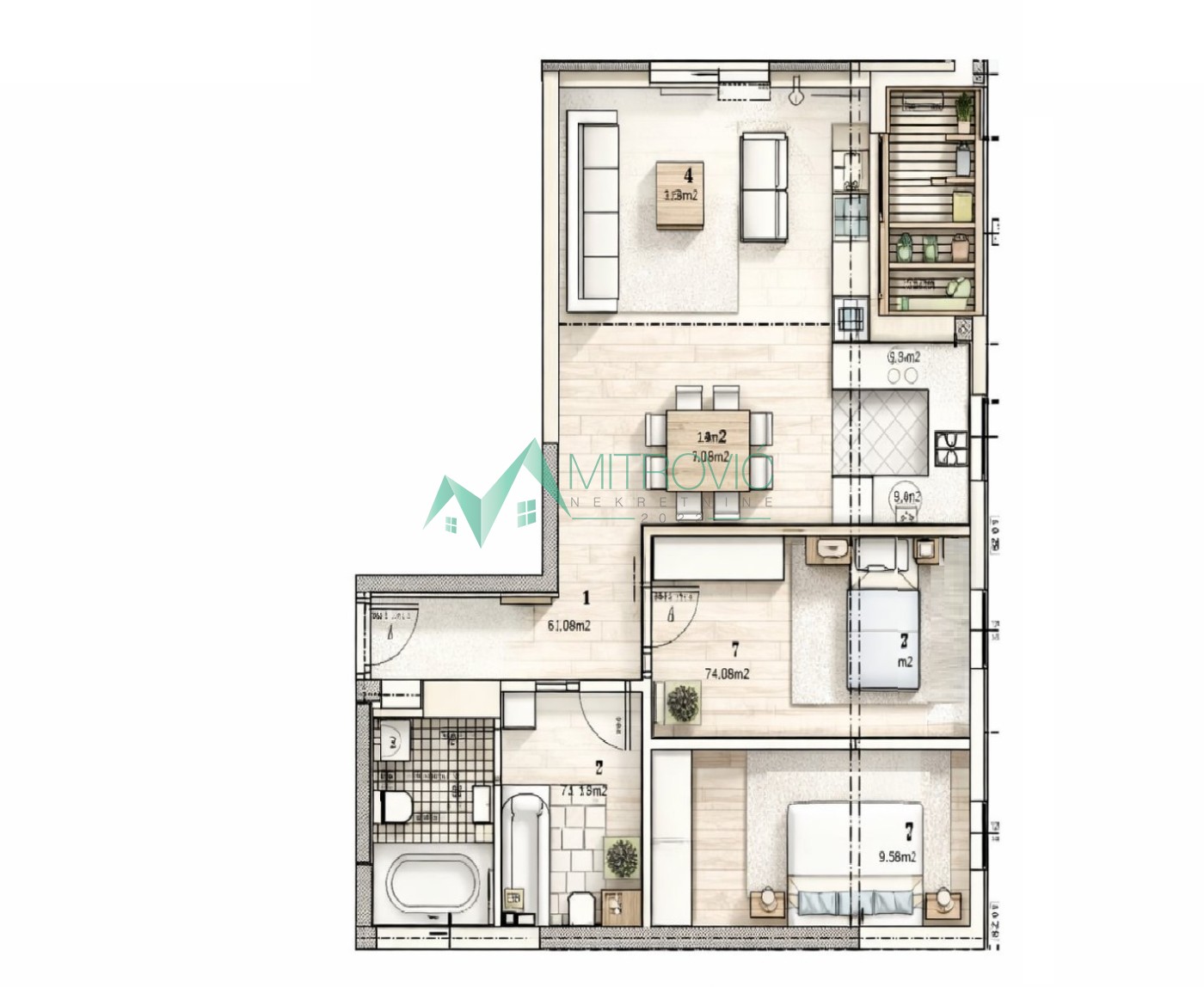 Stan Prodaja Novi Sad  60 m2