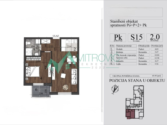 Stan Prodaja Novi Sad  45.95 m2