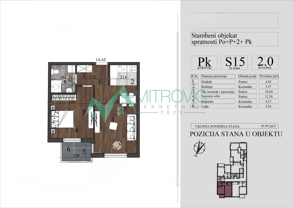 Stan Prodaja Novi Sad  45.95 m2
