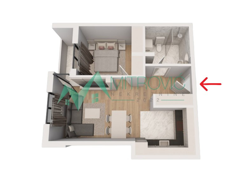 MODERNA NOVOGRADNJA – Mišeluk – 43m² sa povraćajem PDV-a! (šifra nekretnine: 1004207).