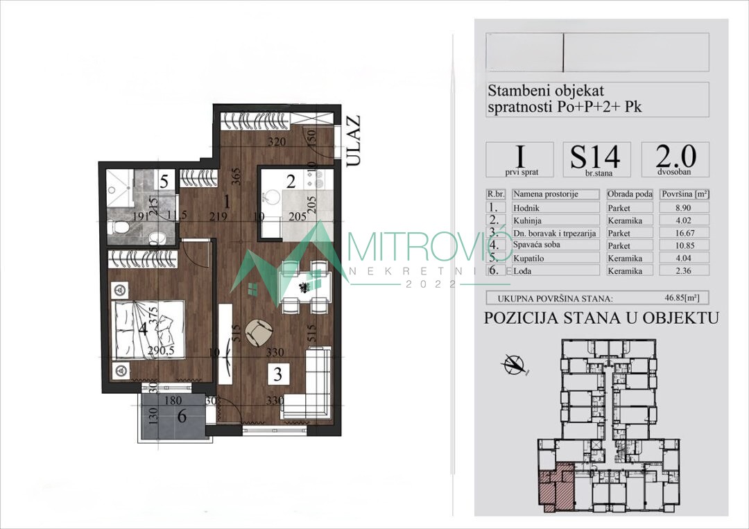 Stan Prodaja Novi Sad Stan Prodaja Novi Sad 46.85 m2
