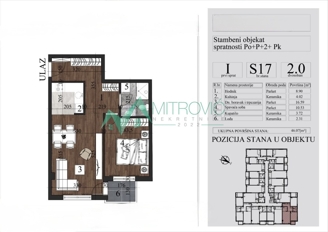 Stan Prodaja Novi Sad Stan Prodaja Novi Sad 46.07 m2