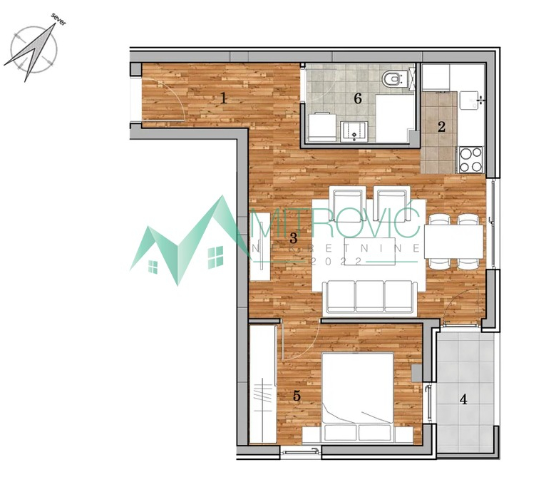 Dvosoban stan u izgradnji 46m2 – Telep.