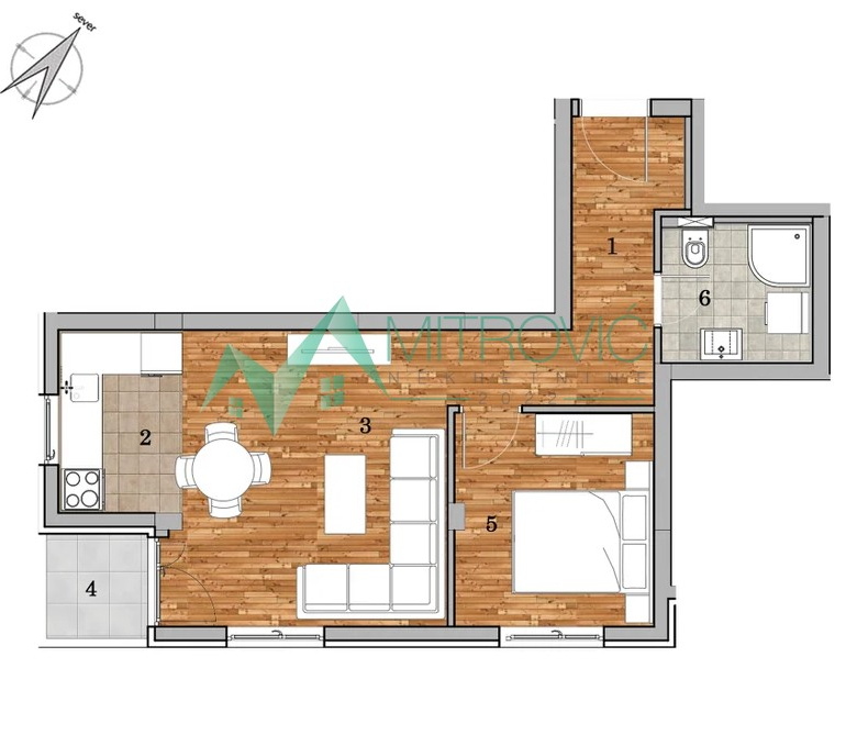 Dvosoban stan u izgradnji 44m2 – Telep.