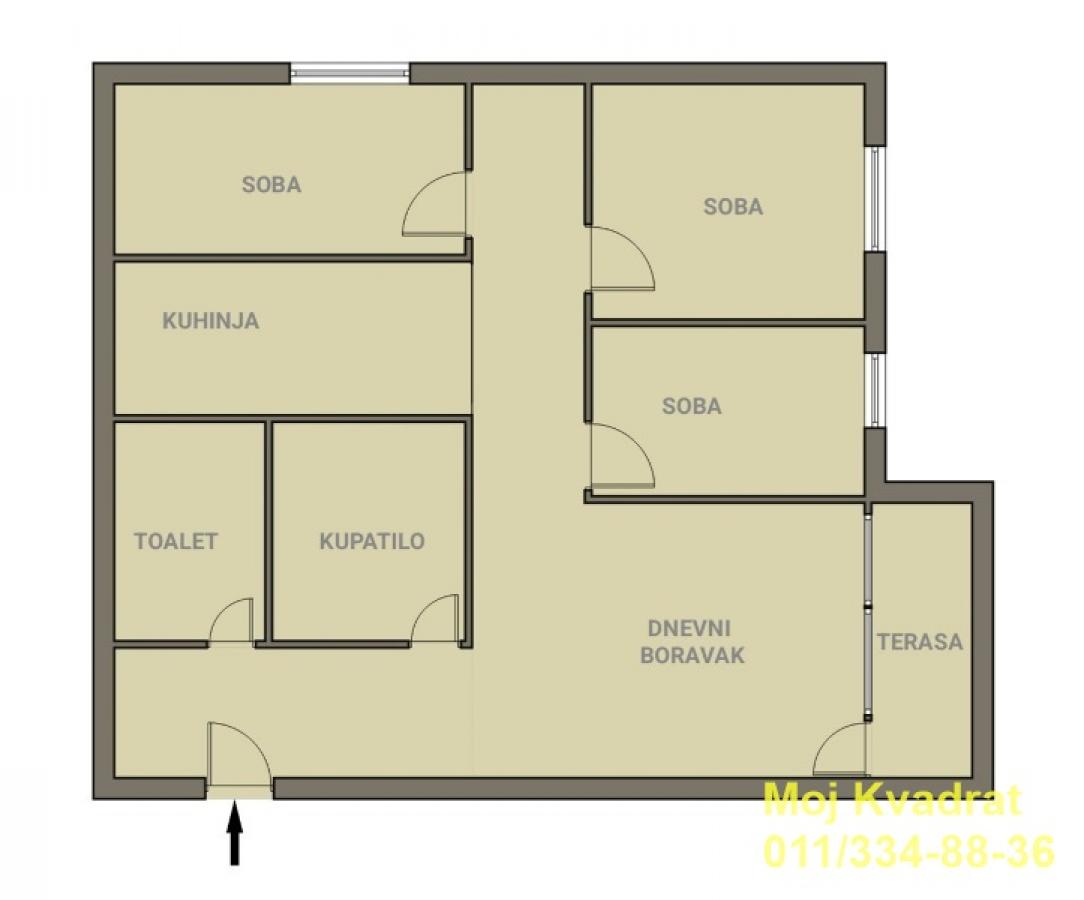 Troiposoban stan na prodaju, Karaburma, Beograd, 74m², 300.000 €