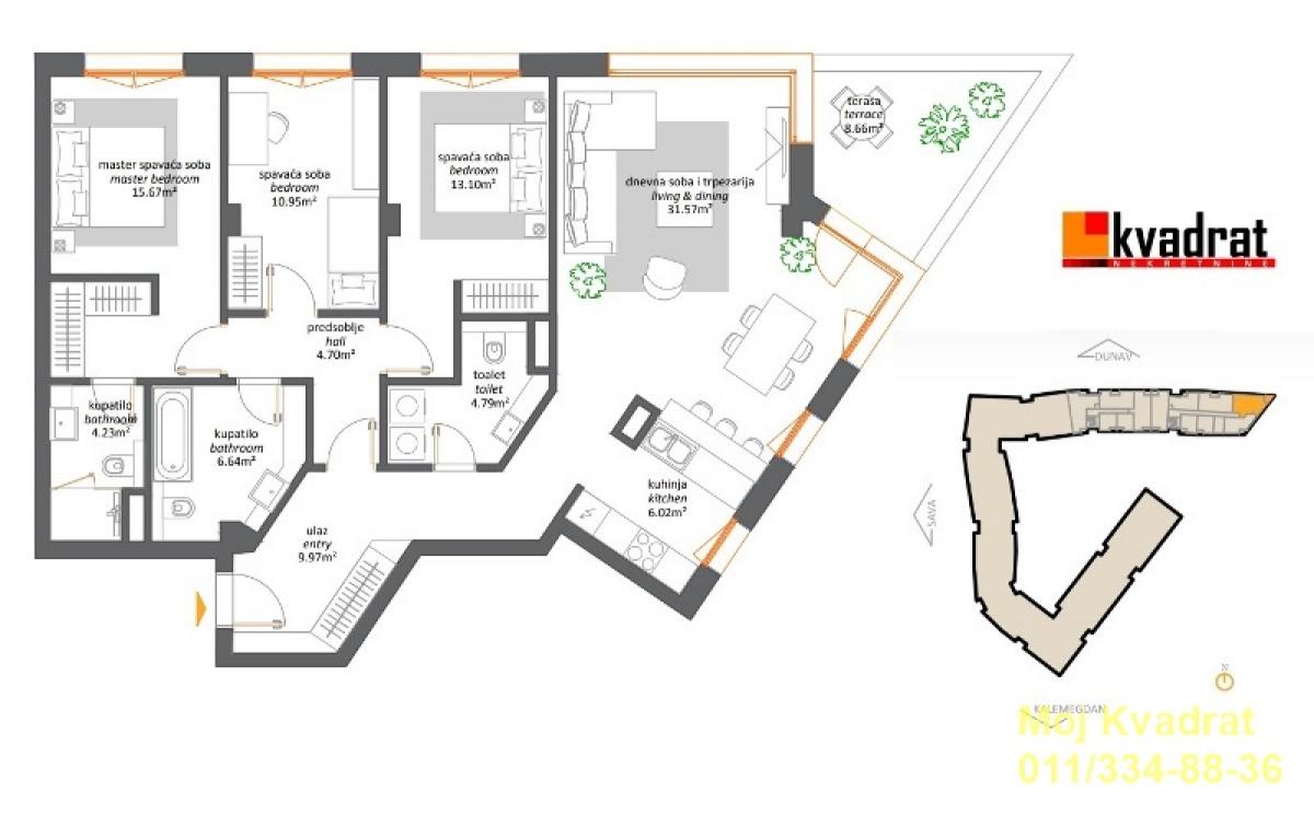 Četvorosoban stan na prodaju, Dorćol, Beograd, 117m², 1. sprat, 780.000 €