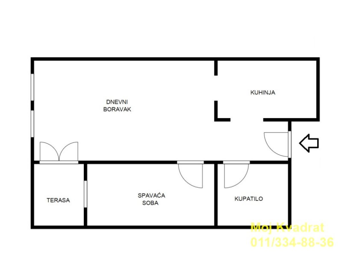 Jednoiposoban stan na prodaju, Bogoslovija, Beograd, 39m², 132.600 €