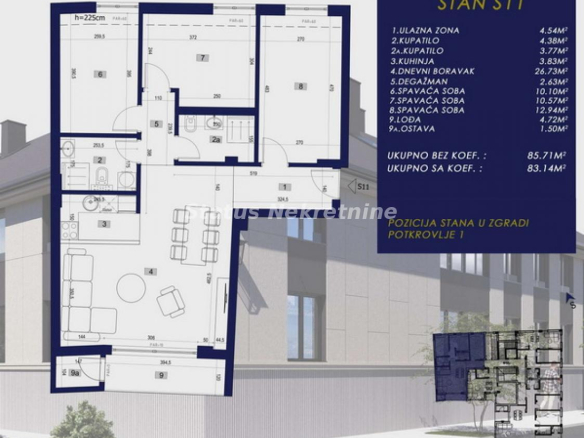 Stan Prodaja Novi Sad  83 m2