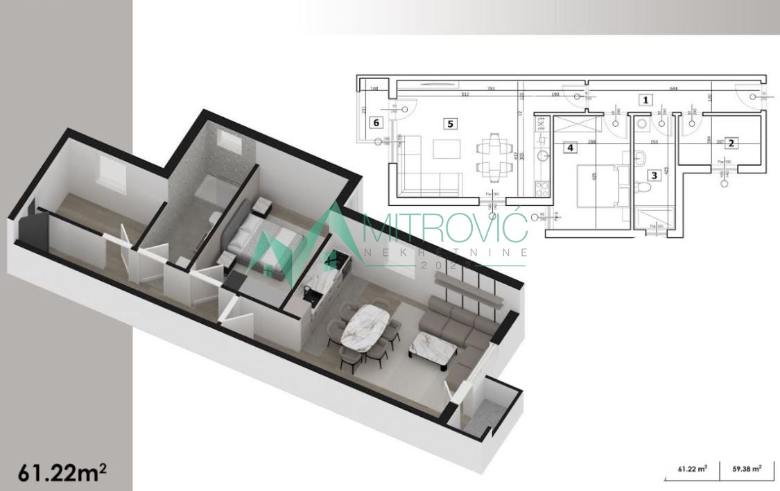 Stan Prodaja Novi Sad  59 m2