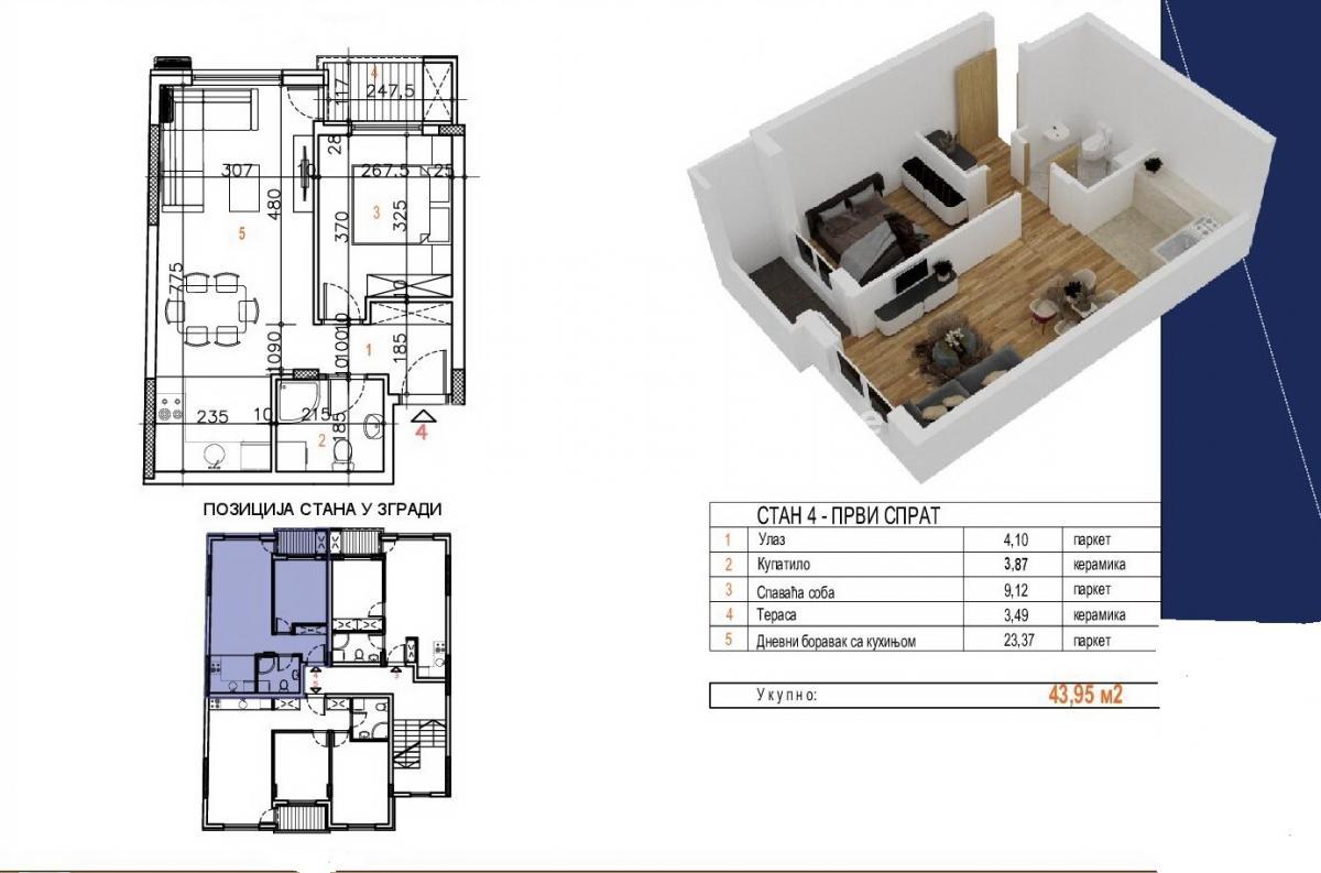 Stan Prodaja Novi Sad  44 m2