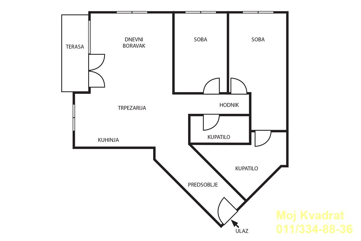 Trosoban stan na prodaju, Centar, Beograd, 82m², 435.000 €