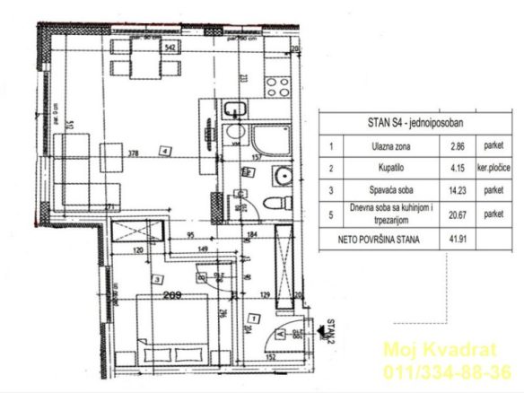 Jednoiposoban stan na prodaju, Vojvode Vlahovića Zvezdara, Beograd, 42m², 92.400 €