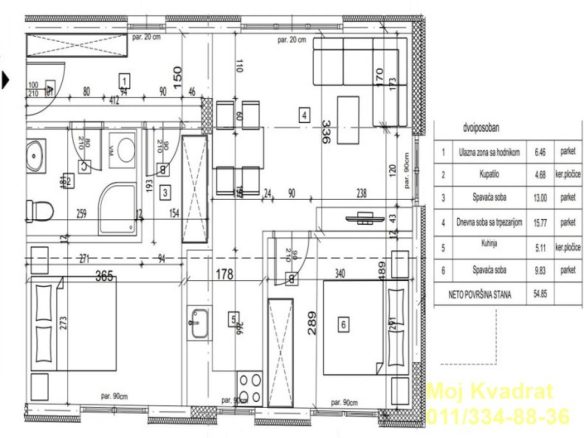 Dvoiposoban stan na prodaju, Vojvode Vlahovića Zvezdara, Beograd, 55m², 121.000 €