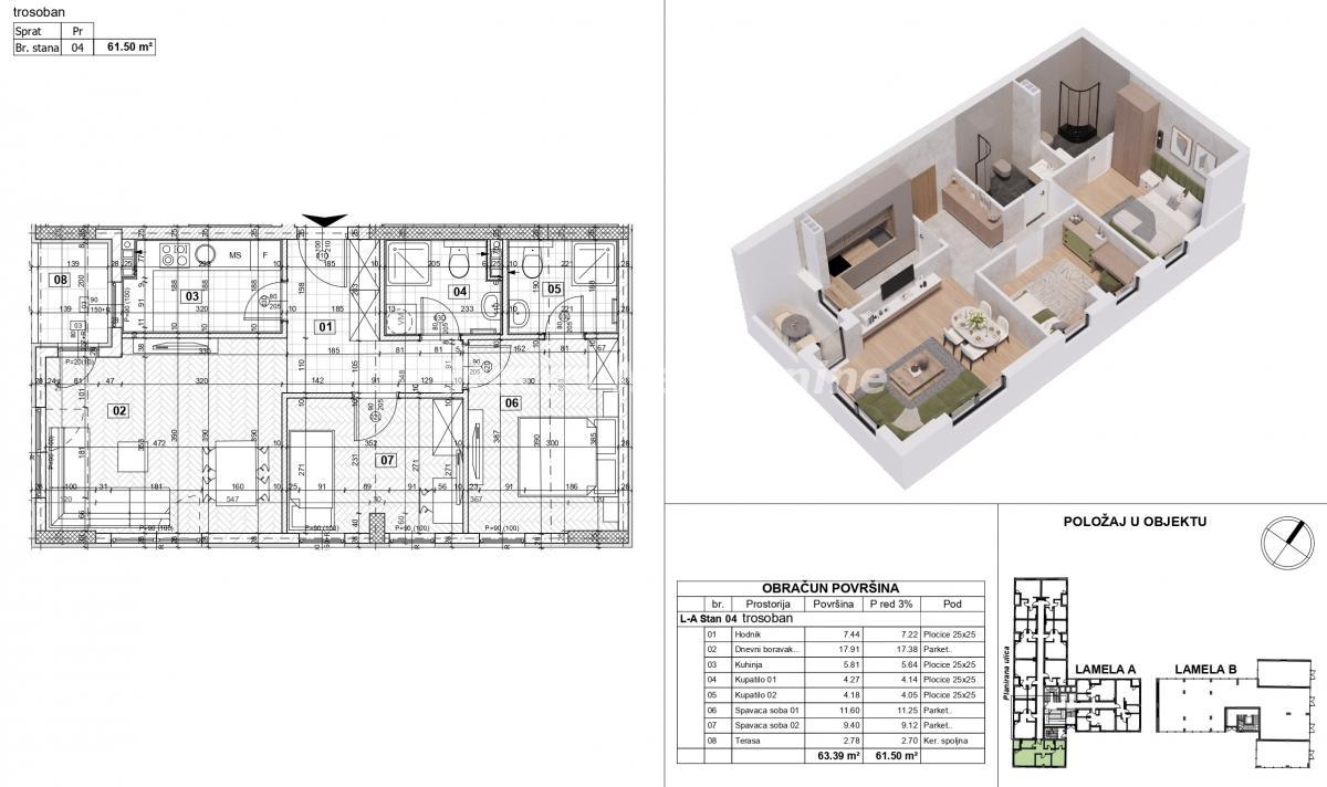 Stan Prodaja Novi Sad  63 m2