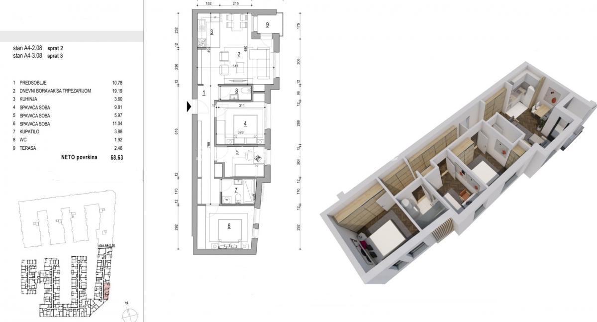 Stan Prodaja Novi Sad  69 m2