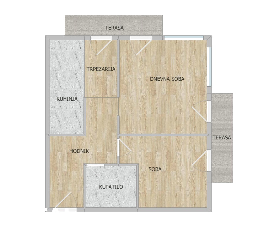 Dvosoban stan na prodaju, Nova Detelinara, Novi Sad, 49m², 7. sprat, 141.000 €
