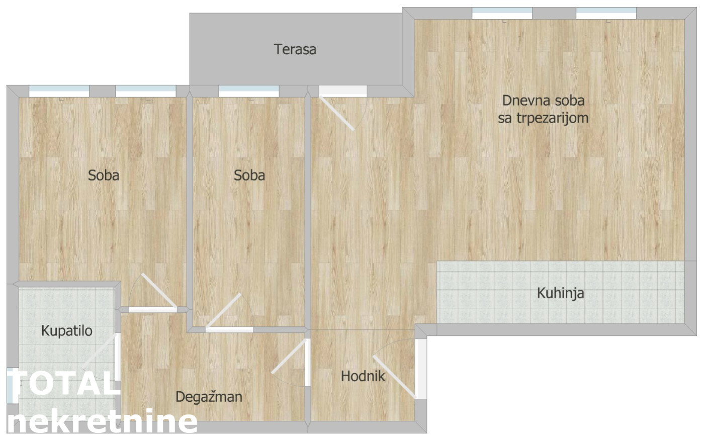 Trosoban stan na prodaju, Železnička Stanica, Novi Sad, 61m², 158.600 €