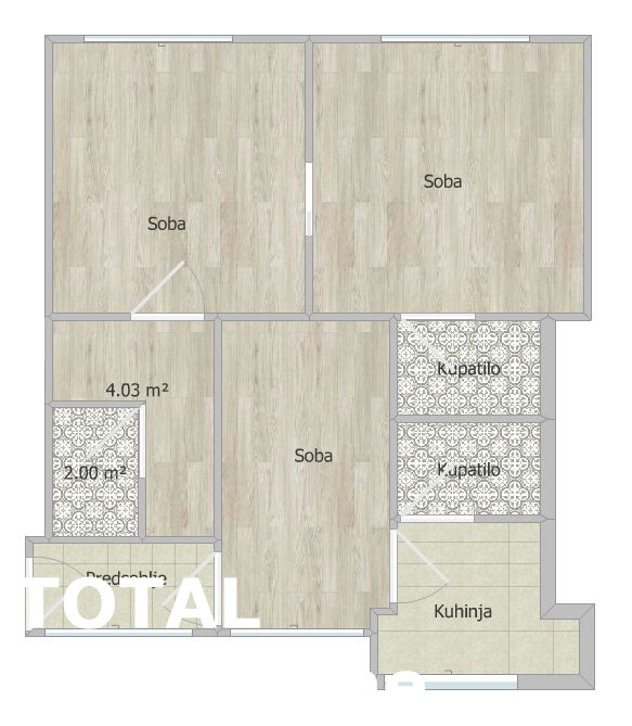 Trosoban stan na prodaju, Centar, Novi Sad, 77m², 2. sprat, 215.600 €