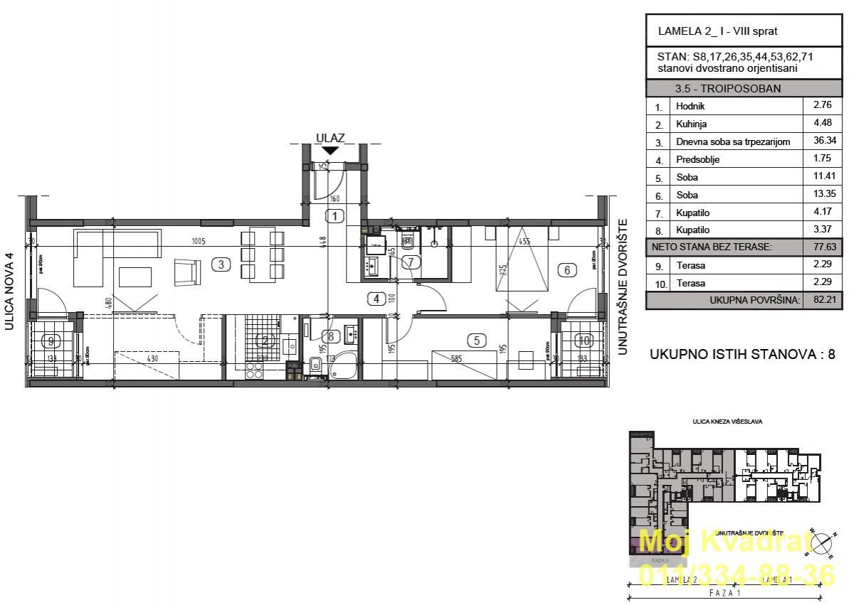 Trosoban stan na prodaju, Vidikovac, Beograd, 82m², 311.600 €