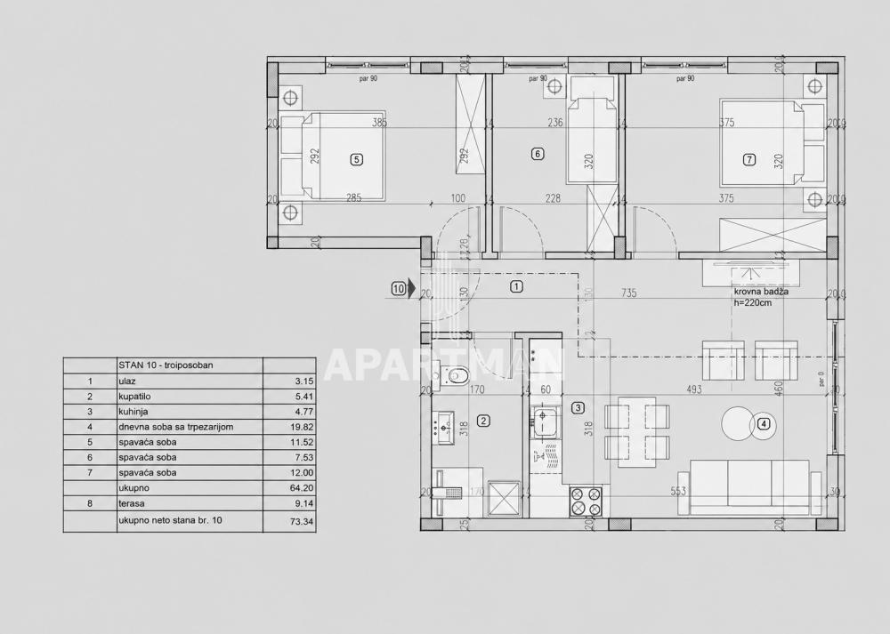Stan Prodaja Beograd Stan Prodaja Beograd Lekino Brdo 73.34 m2