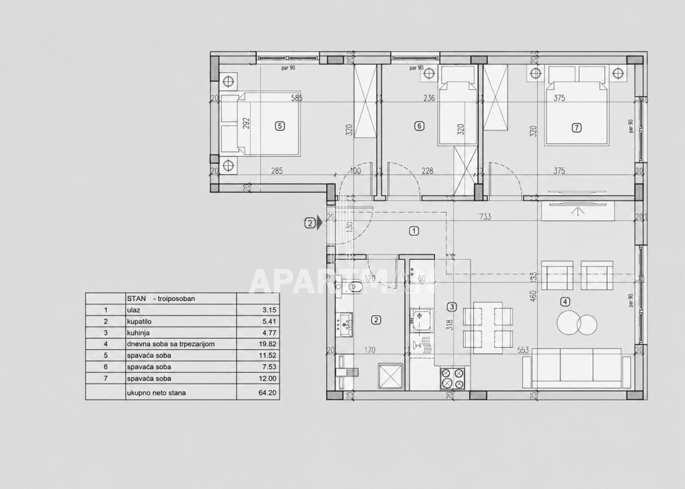 Stan Prodaja Beograd Stan Prodaja Beograd Lekino Brdo 64.2 m2