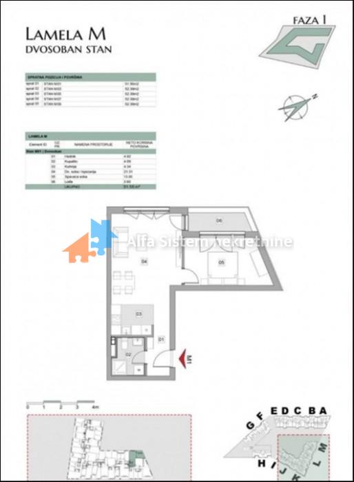Dvosoban stan za izdavanje, Blok 64, Beograd, 53m², 1.100 €/mes