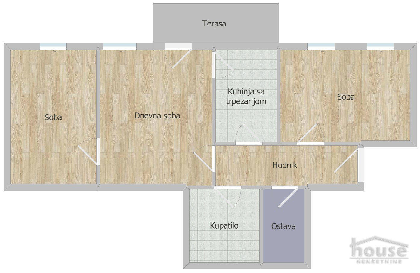 Trosoban stan na prodaju, Sajmište, Novi Sad, 58m², 2. sprat, 177.000 €