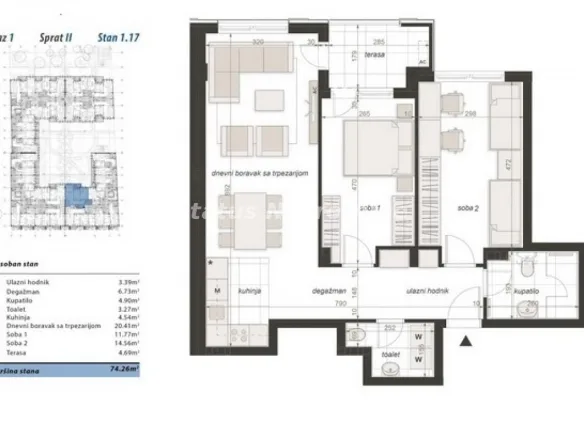 Stan Prodaja Novi Sad  74 m2