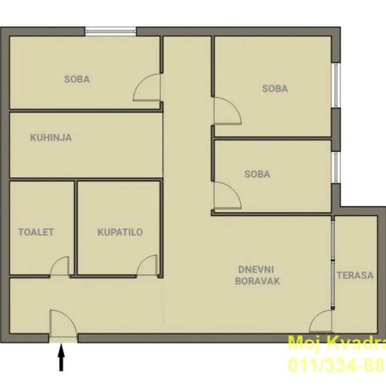 Troiposoban stan na prodaju, Karaburma, Beograd, 74m², 300.000 €