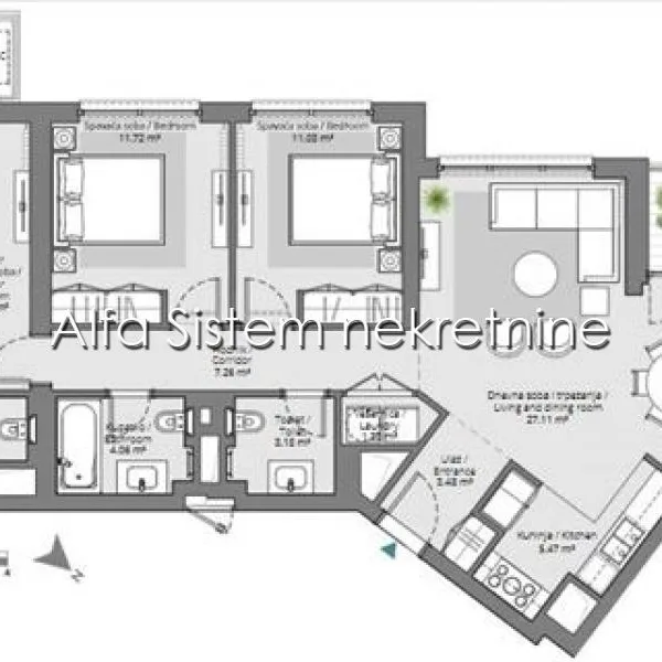 Četvorosoban stan za izdavanje, Beograd na Vodi, Beograd, 115m², 2.300 €/mes