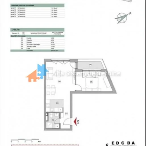 Dvosoban stan za izdavanje, Blok 64, Beograd, 53m², 1.100 €/mes