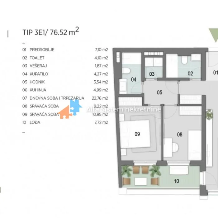 Trosoban stan za izdavanje, Blok 65, Beograd, 77m², 1.200 €/mes