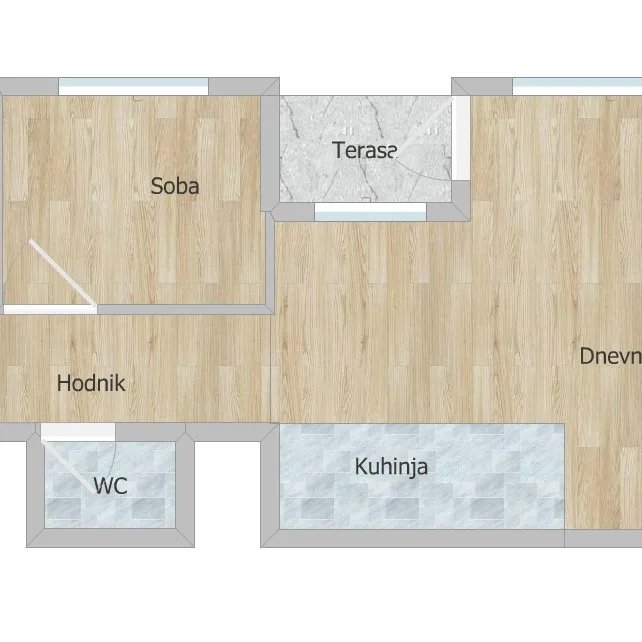 Dvoiposoban stan na prodaju, Podbara, Novi Sad, 57m², Prizemlje, 150.500 €