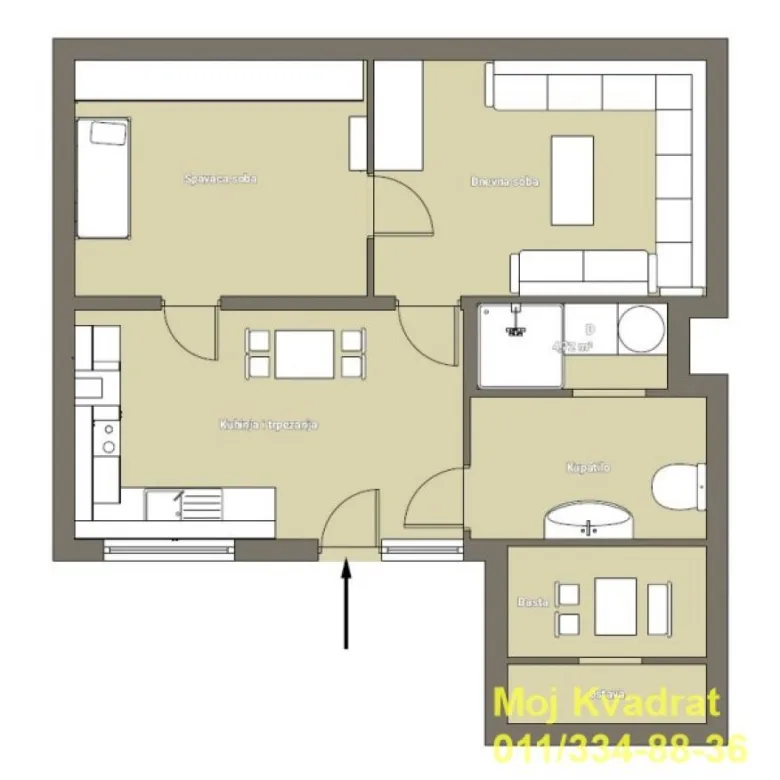 Dvosoban stan na prodaju, Dorćol, Beograd, 46m², 165.000 €
